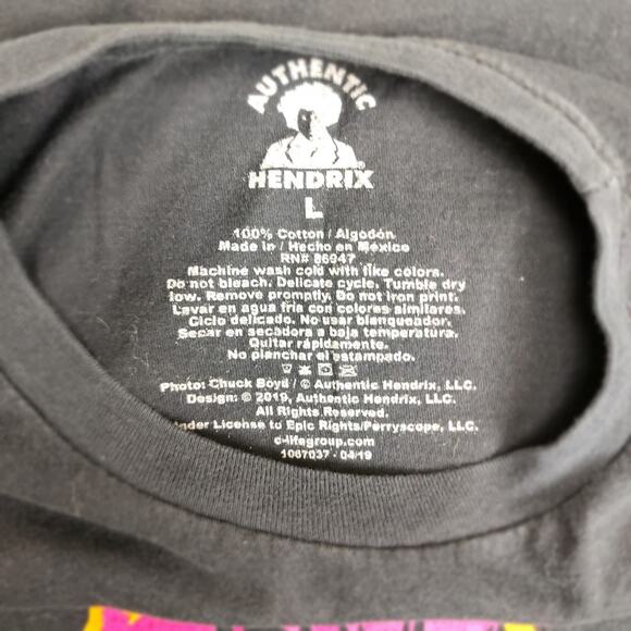 Jimi Hendrix Playing Guitar Black Short Sleeve Graphic T-Shirt Men's Size L - Picture 4 of 4